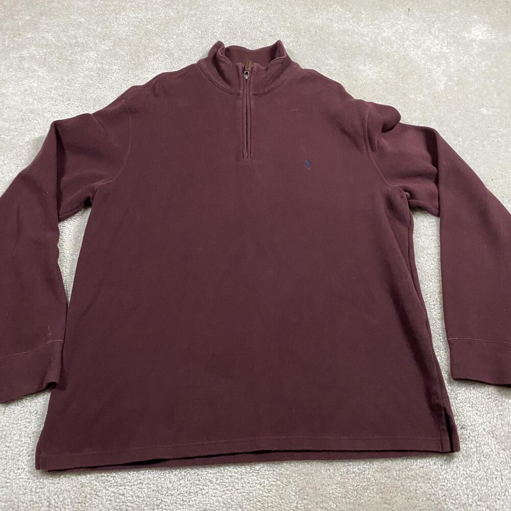 Polo Ralph Lauren‎ Sweater Mens XL Burgundy 1/4 Zip Mock Neck Cotton Knit Pony